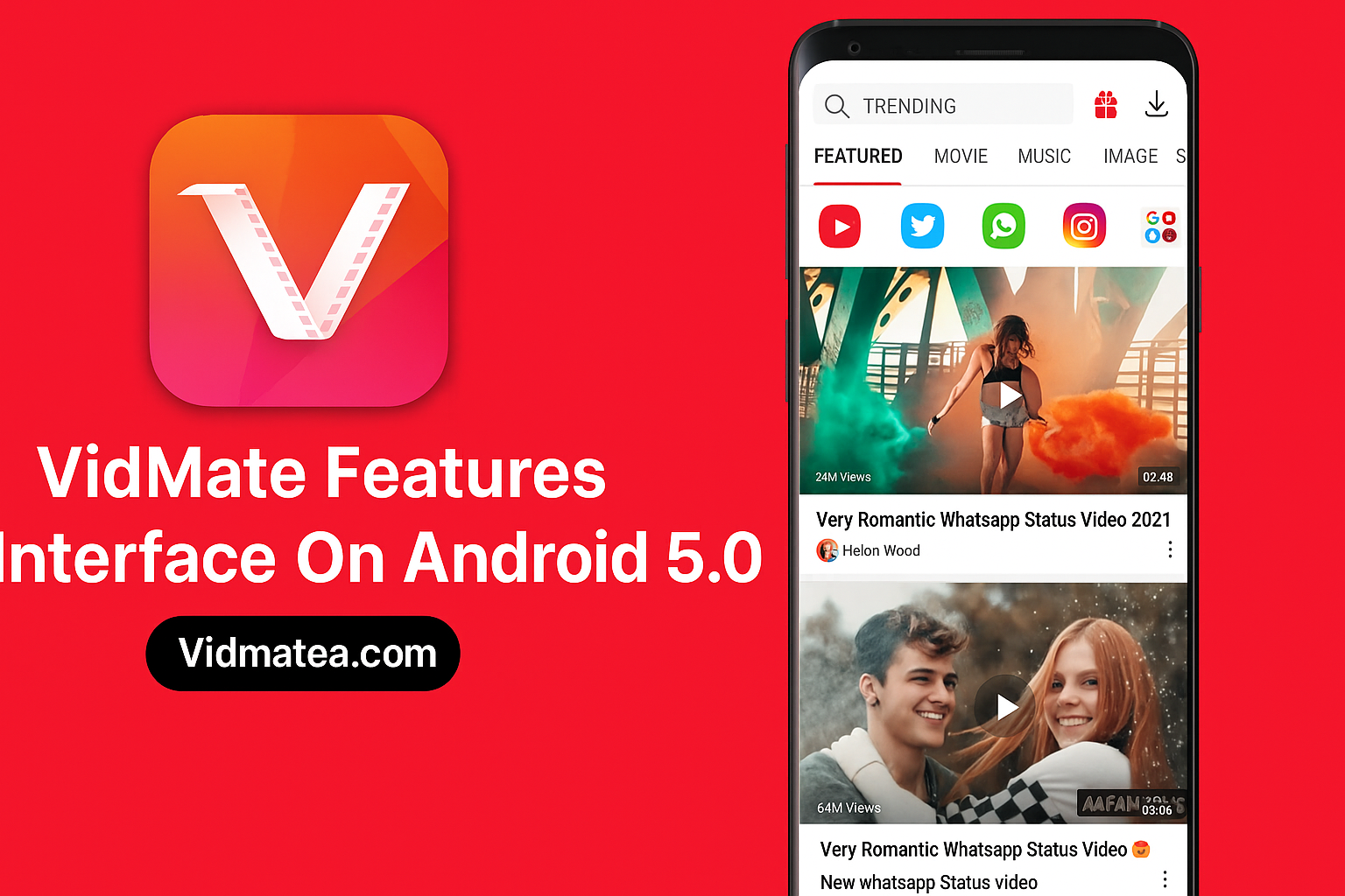 VidMate for Android 5.0 (Lollipop) compatible version 2 VidMate features interface on Android 5.0